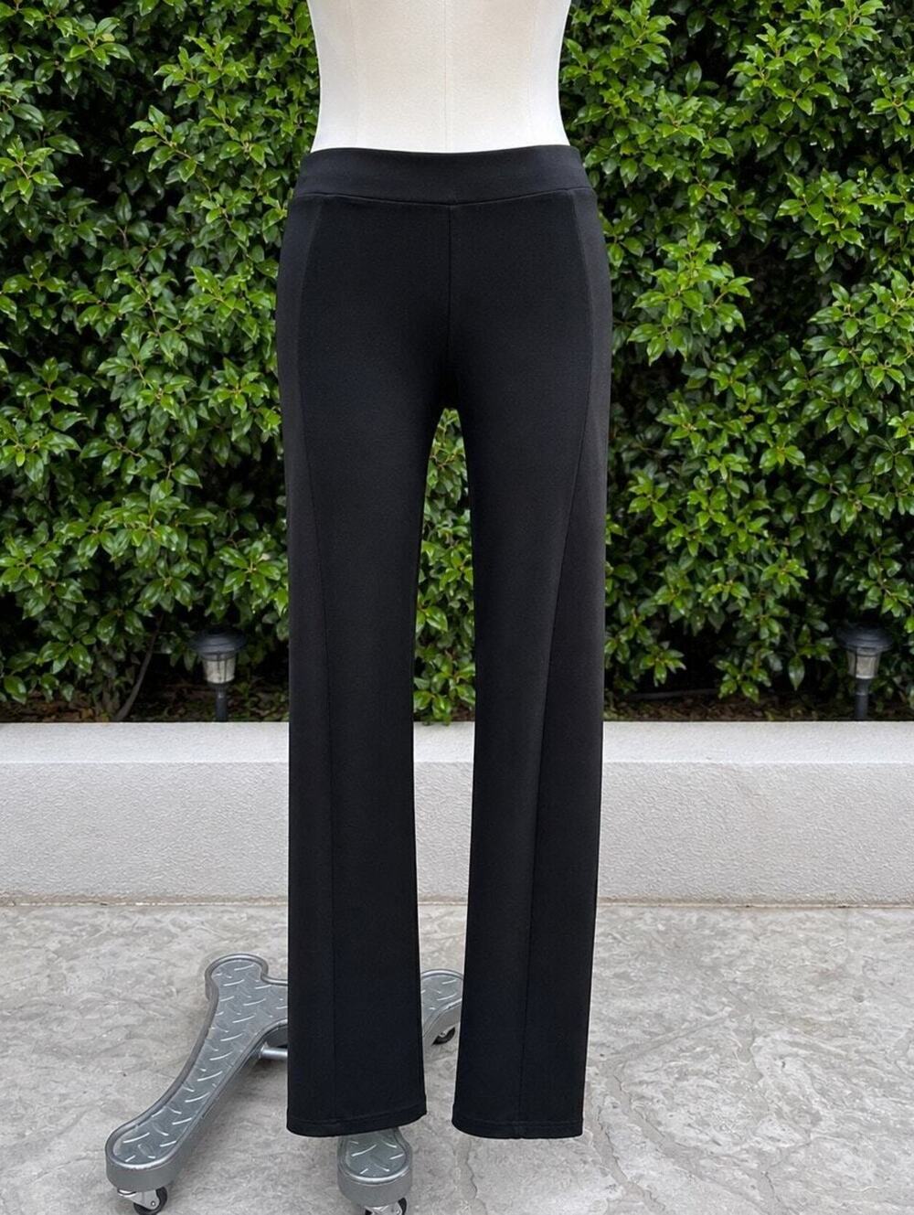 Vintage Arden B Black Stretch Leggings Medium Made in Canada Faux Leather Panel